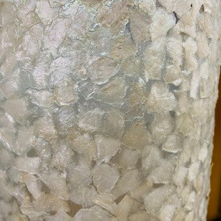 Lampada cilindrica madre perla bianca abatjour etnica