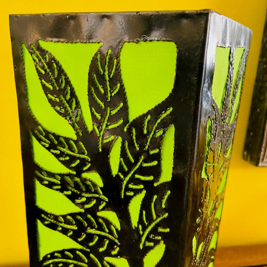 Lampada etnica ferro battuto abatjour verde floreale