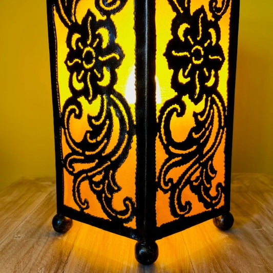 Abatjour ferro battuto lampada etnica arancione