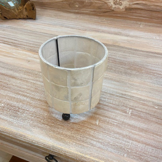 Porta candela etnico in madre perla bianca artigianale