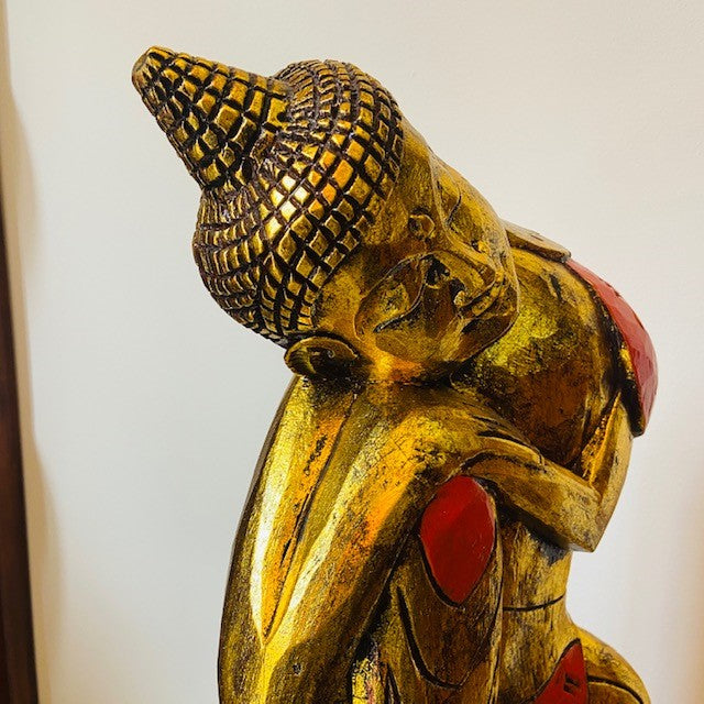 Sculpture de Bouddha en bois Méditation Yoga Om