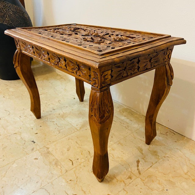 Table basse ethnique tabouret en bois de teck