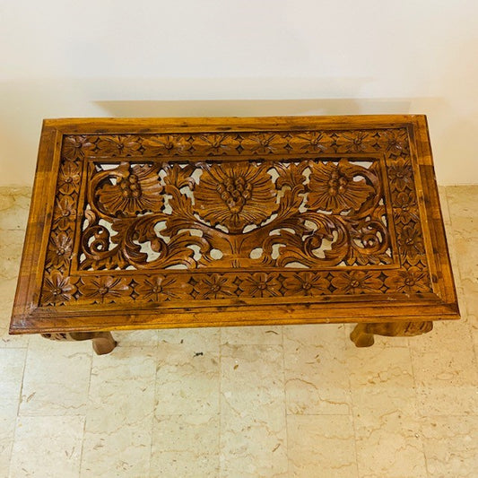 Tavolino etnico da salotto sgabello legno teak