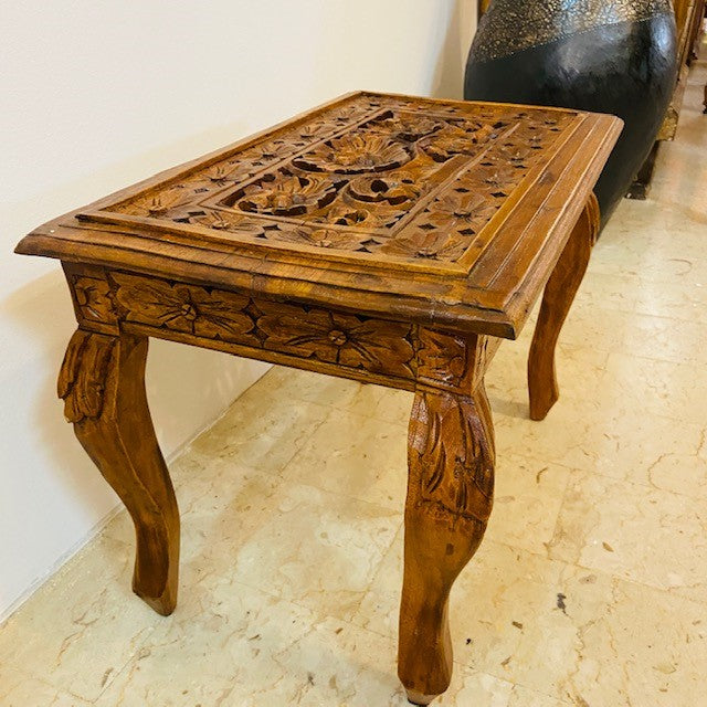 Table basse ethnique tabouret en bois de teck