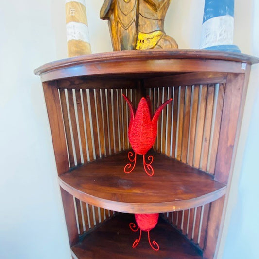 Angoliera etnica in legno teak mobile arte povera