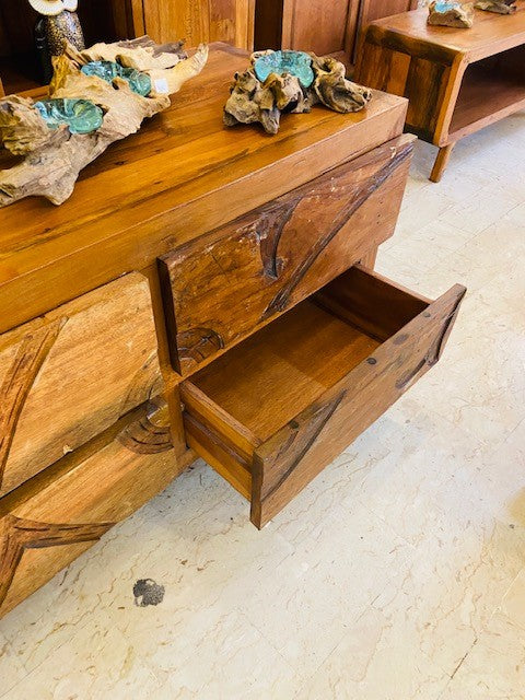 Commode ethnique, meuble TV tribal, buffet