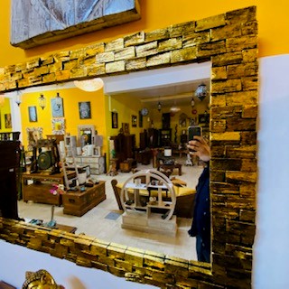 Miroir ethnique cadre minimaliste mosaïque en bois