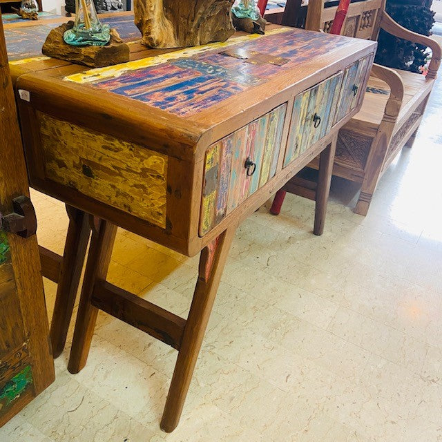 Ethnic console table Japanese style wabi sabi in teak
