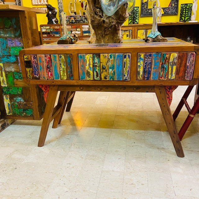 Ethnic console table Japanese style wabi sabi in teak