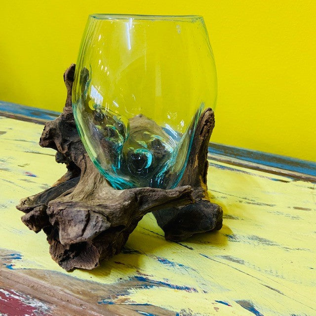 Glass fused glass on root ethnic style chalice