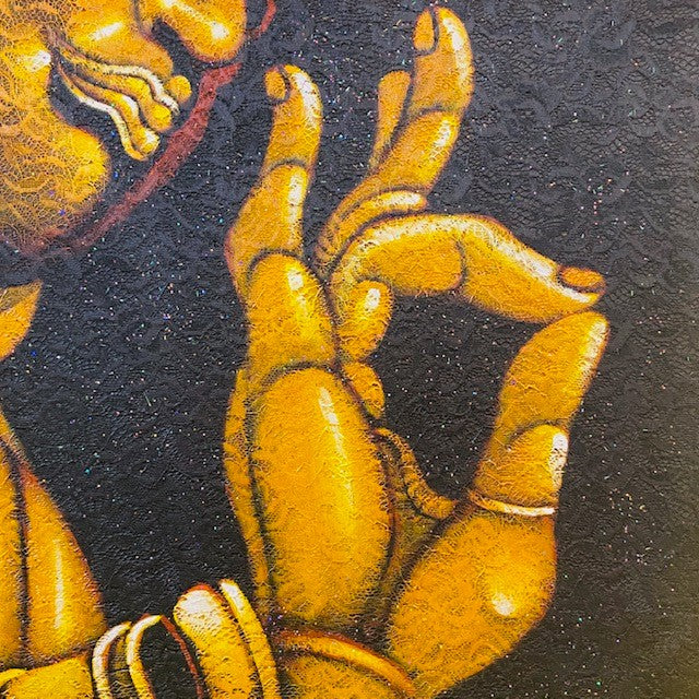 Peinture sur toile de Bouddha ethnique oriental om