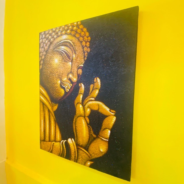 Peinture sur toile de Bouddha ethnique oriental om