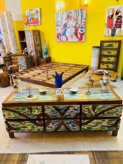 Ethnic tribal TV stand sideboard chest of drawers