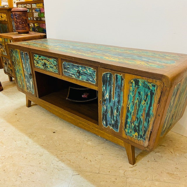 Table basse meuble TV vintage de style wabi sabi