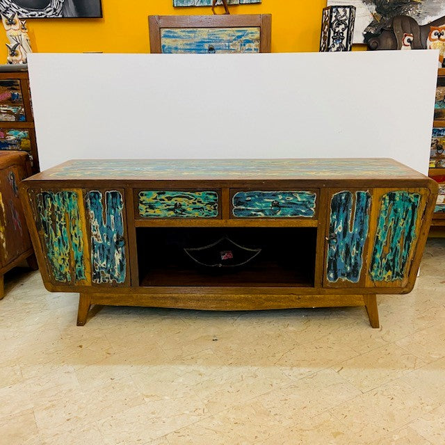 Table basse meuble TV vintage de style wabi sabi