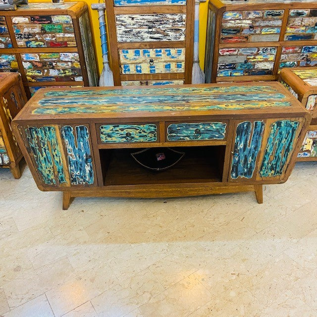 Table basse meuble TV vintage de style wabi sabi