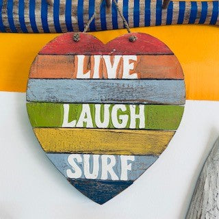 Cuore in legno cartello decorativo stile surfista