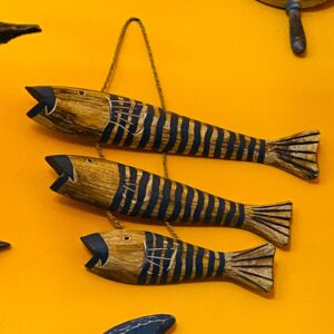 Set etnico 3 pesci colorati in legno stile marinaro - ETNICBAY
