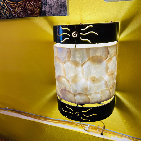 Applique madre perla ferro battuto lampada parete