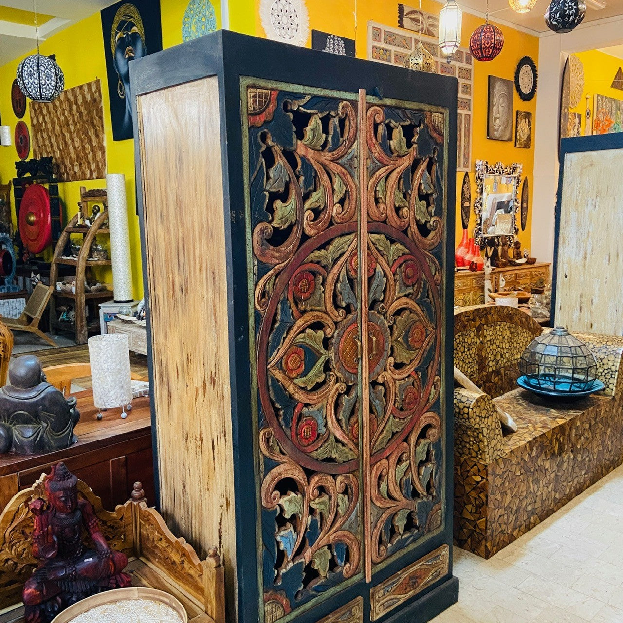 Ethnic wardrobe handcrafted baroque furniture in teak
