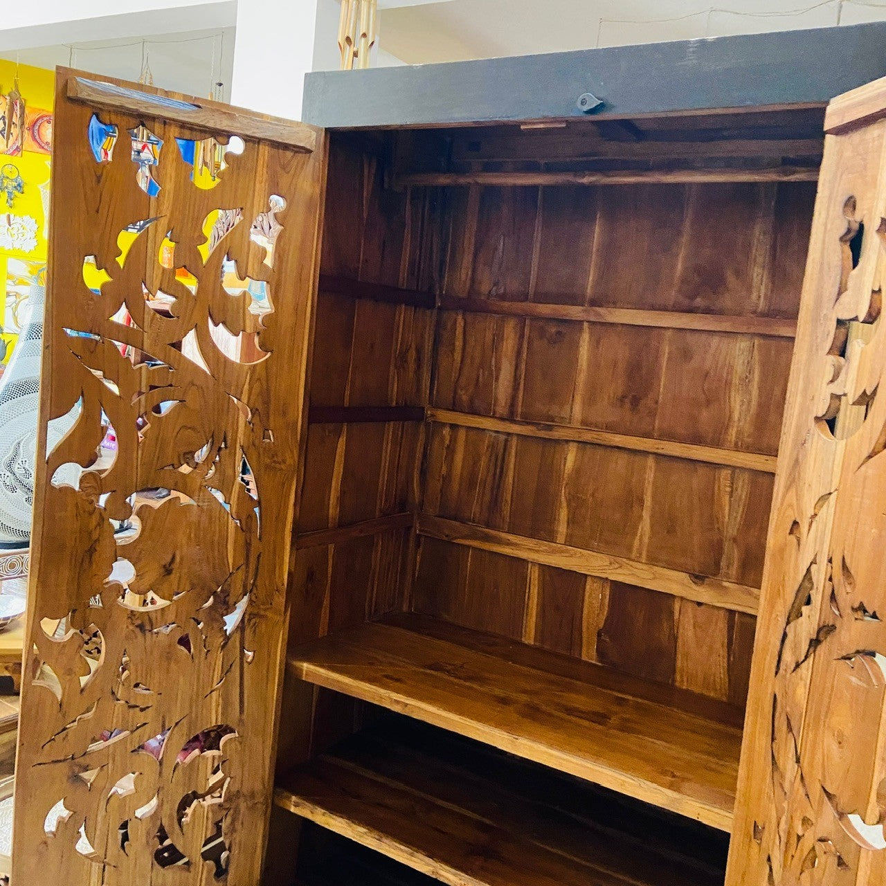 Ethnic wardrobe handcrafted baroque furniture in teak