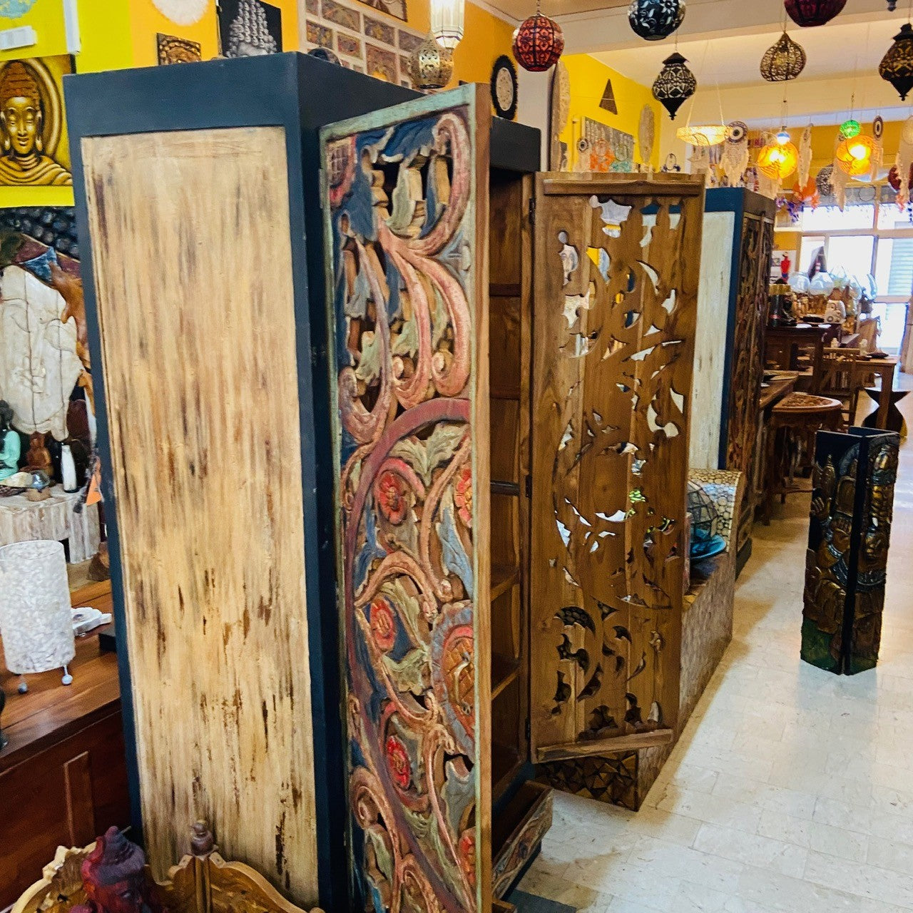 Ethnic wardrobe handcrafted baroque furniture in teak