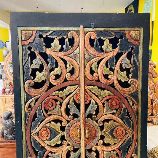 Armadio etnico artigianale mobile barocco in teak