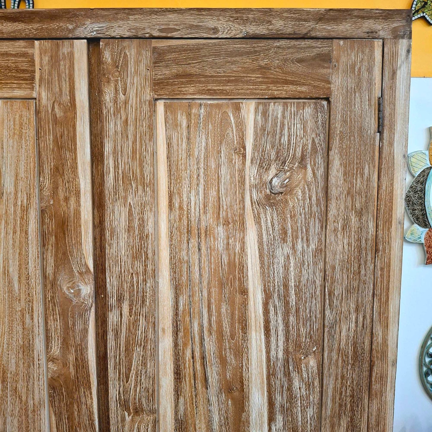 Teak wood wardrobe with pickled effect