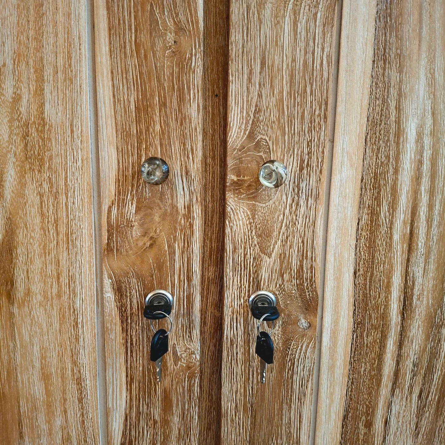 Teak wood wardrobe with pickled effect