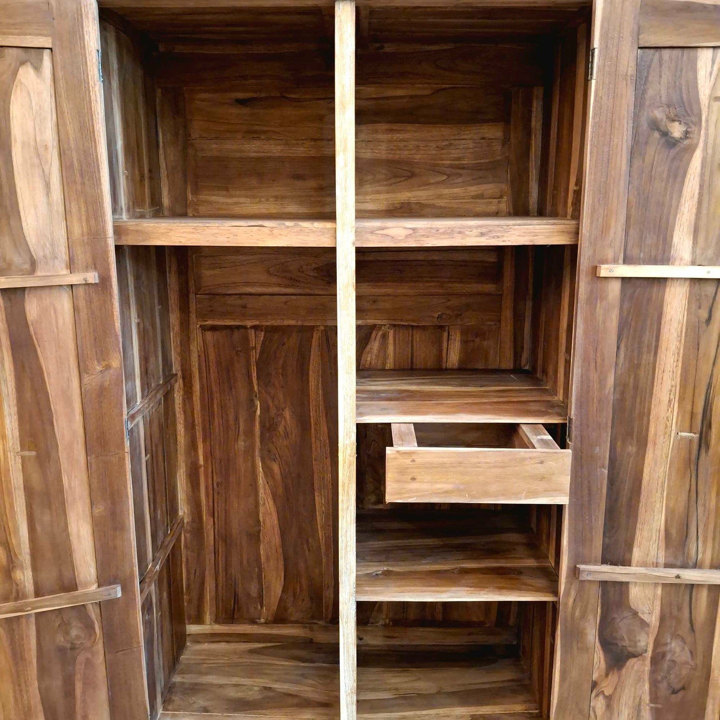 Teak wood wardrobe with pickled effect