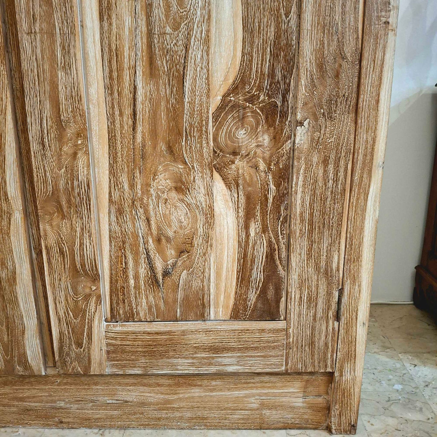 Teak wood wardrobe with pickled effect