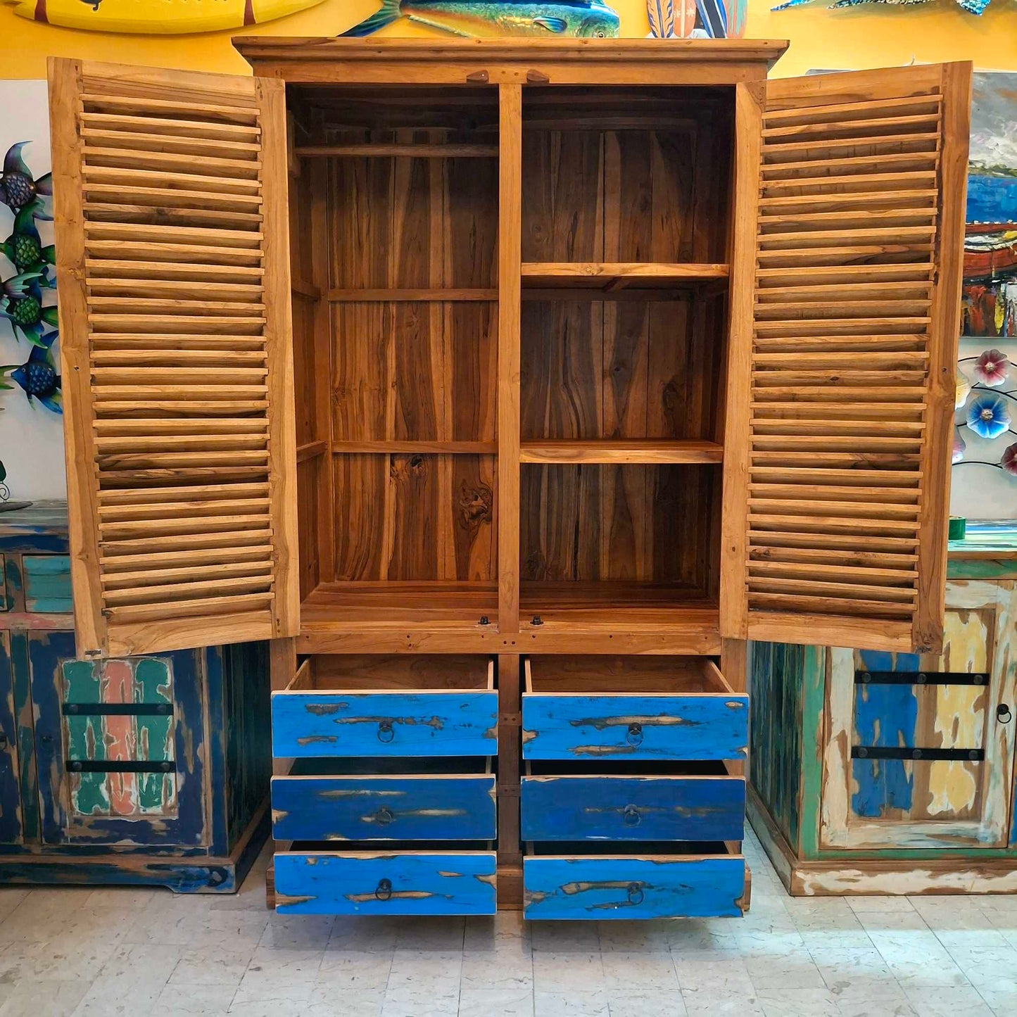 Armadio etnico legno teak guardaroba