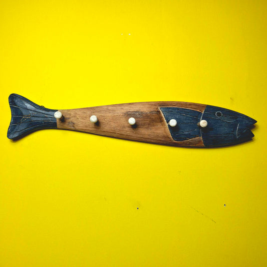 Attaccapanni pesce stile etnico appendiabiti intagliato