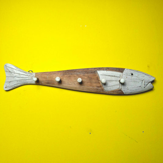 Attaccapanni pesce stile etnico intagliato appendiabiti