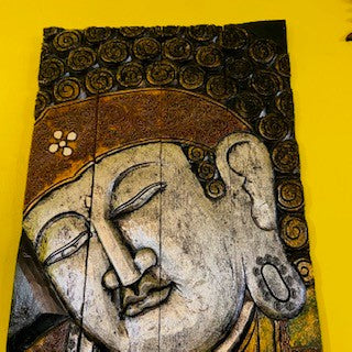 Table pliante en bois gaufré avec peinture de Bouddha