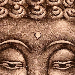 Quadro Buddha dipinto su tela nero grigio argento