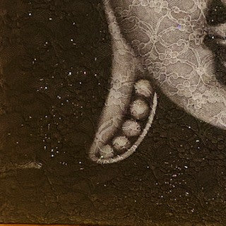 Quadro Buddha dipinto su tela nero grigio argento