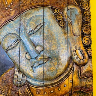Buddha Pannello Deco Rilievo Quadro Legno Pieghevole