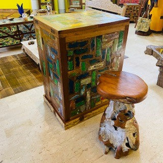 Bar Mobile Cube Buffet Ethnique Minimaliste Cave