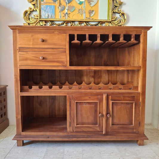 Buffet bar etnico cantinetta porta bicchieri e bottiglie