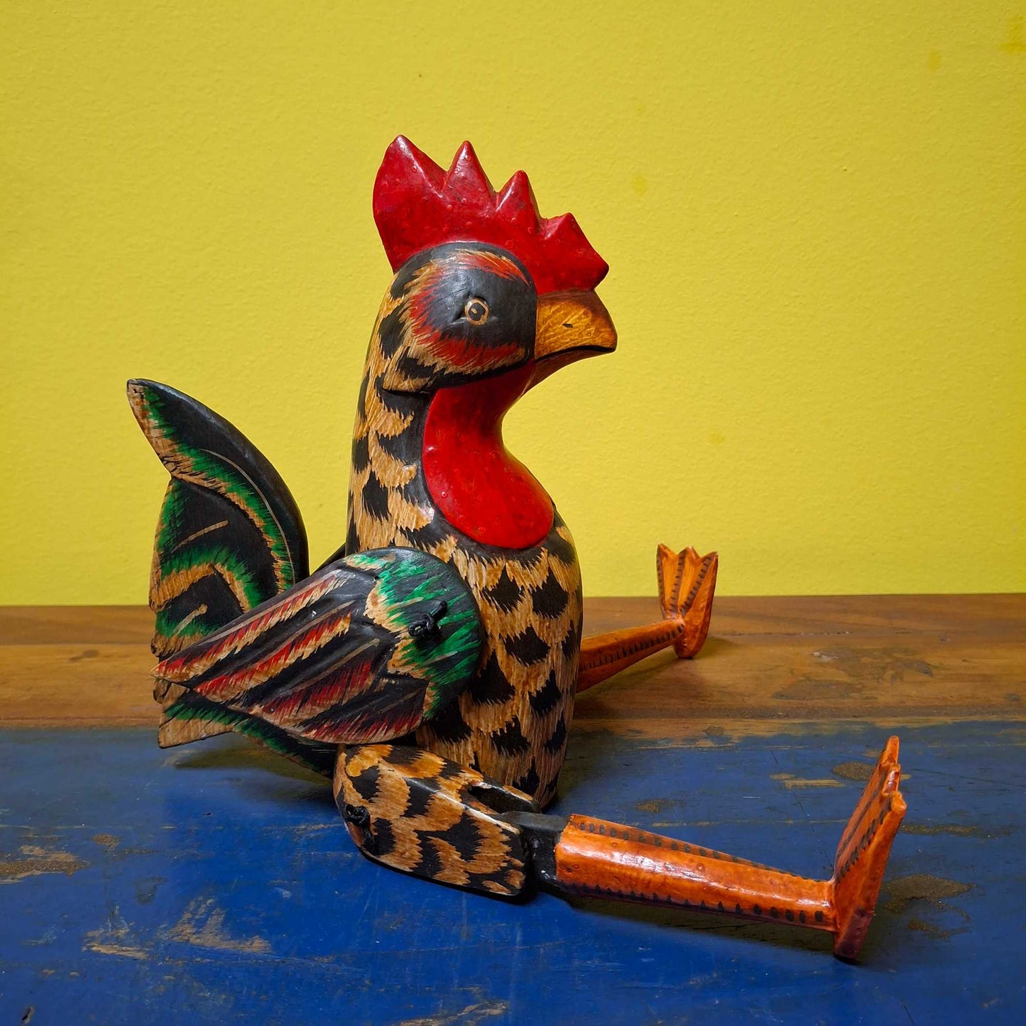 Set of wooden figurines rooster puppet decorative