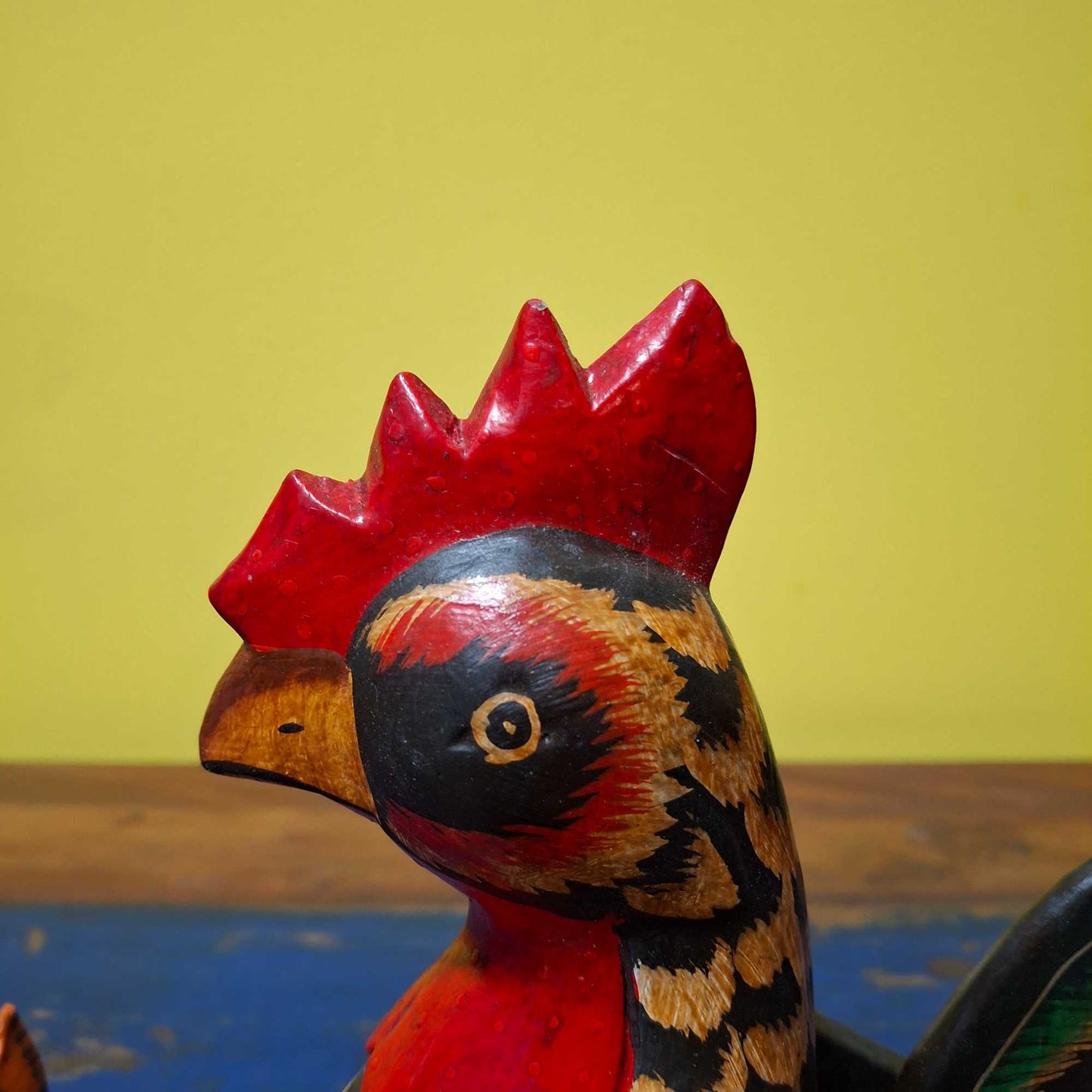 Set of wooden figurines rooster puppet decorative