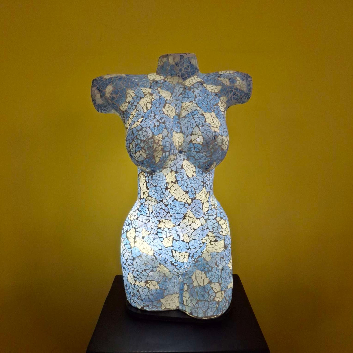 Busto di venere lampada tavolo abatjour in vetro bianca/blu - ETNICBAY
