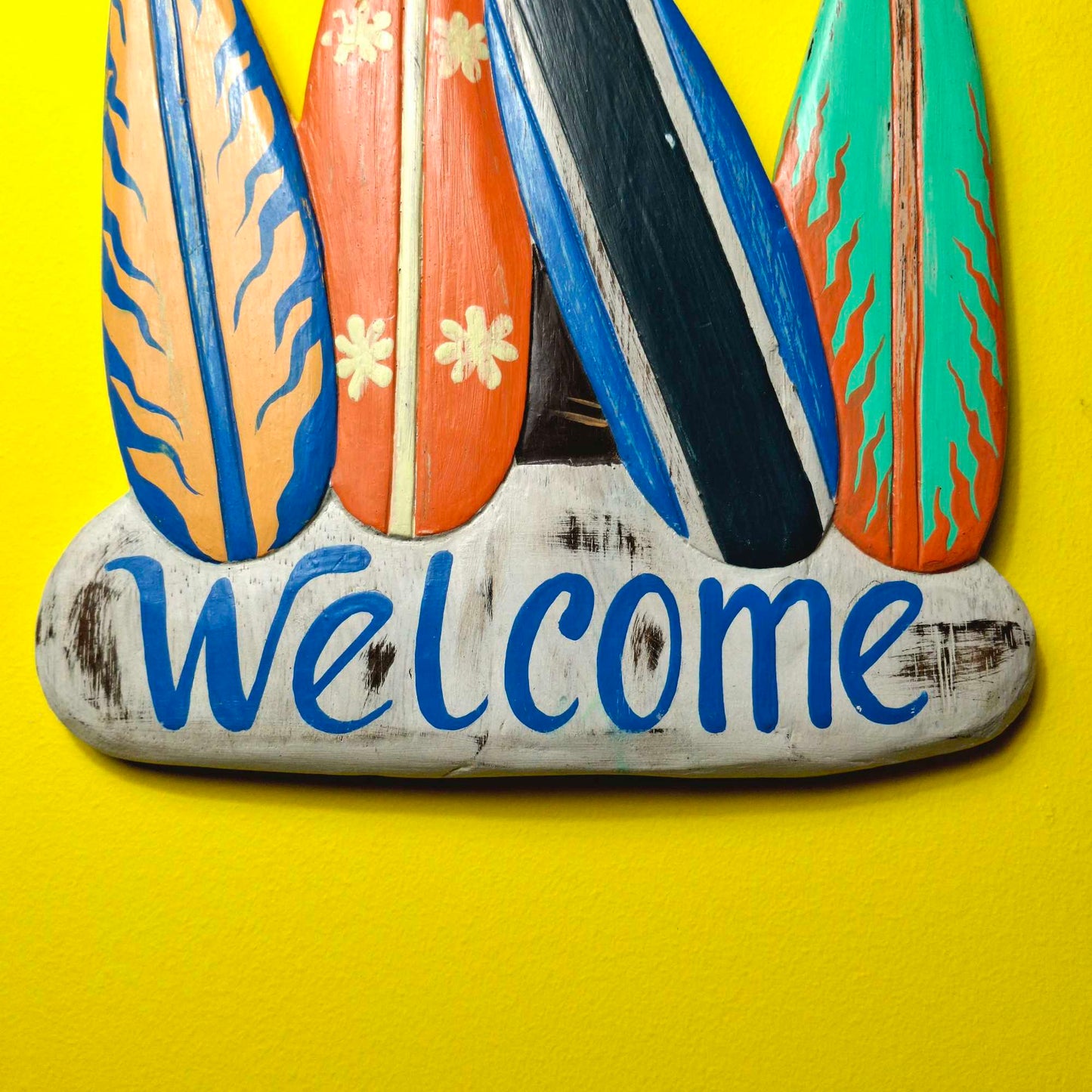 Cartello Welcome in legno stile surfista casa al mare
