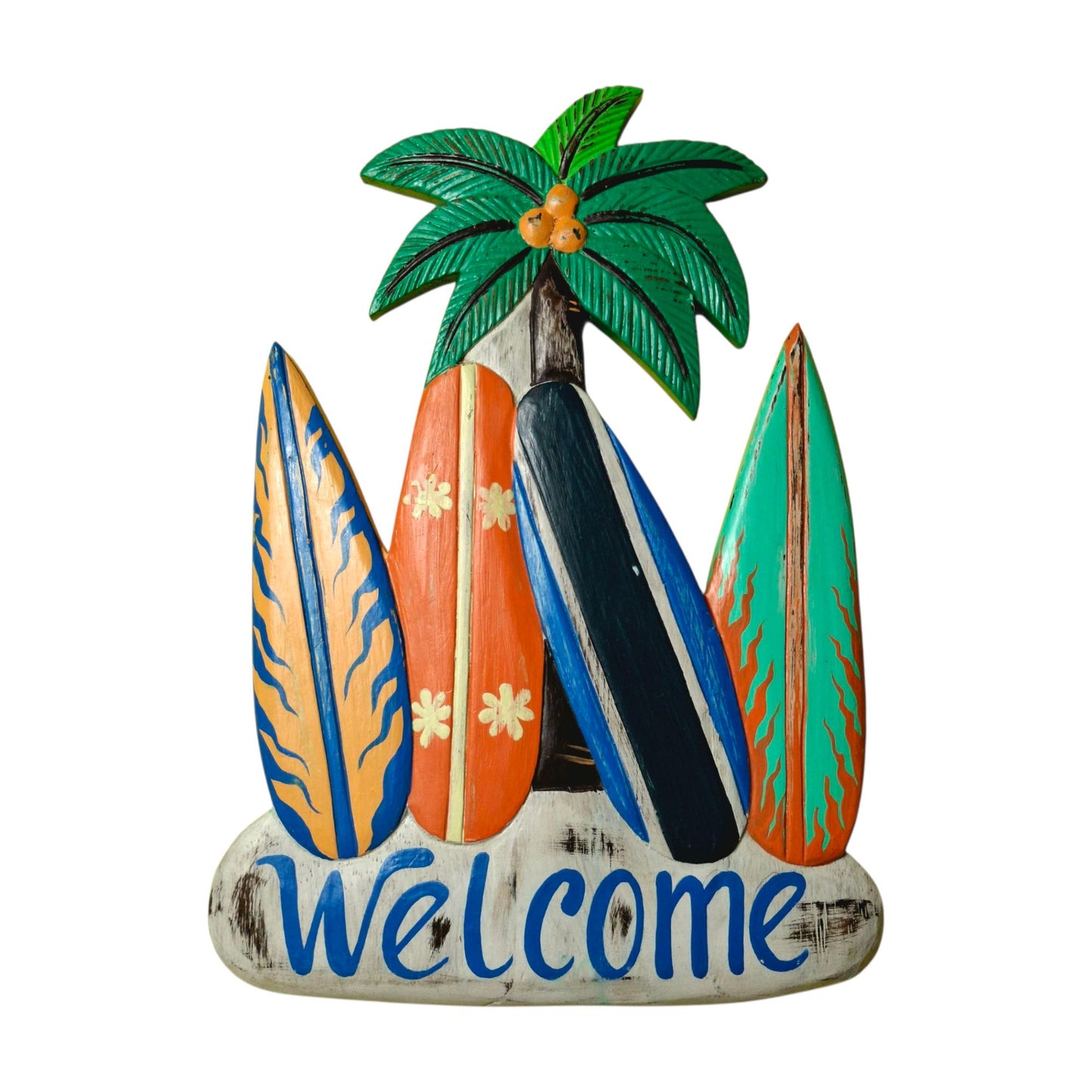 Cartello Welcome in legno stile surfista casa al mare