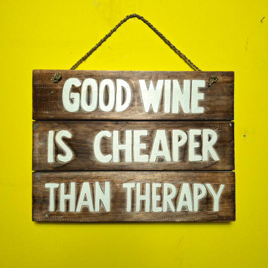 Cartello etnico decorativo ironico il buon vino in legno