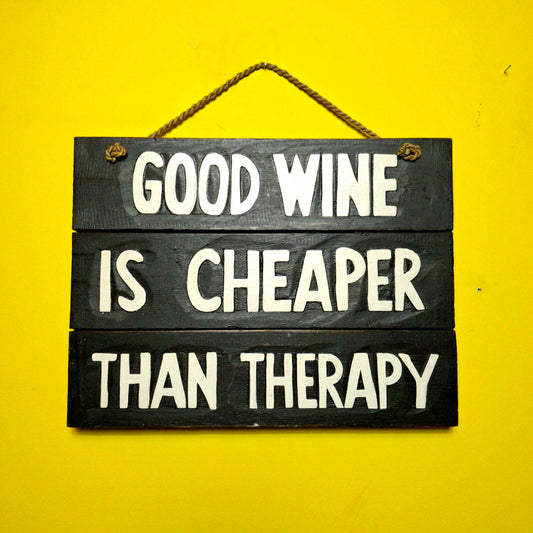 Cartello etnico artigianale decorativo in legno il buon vino