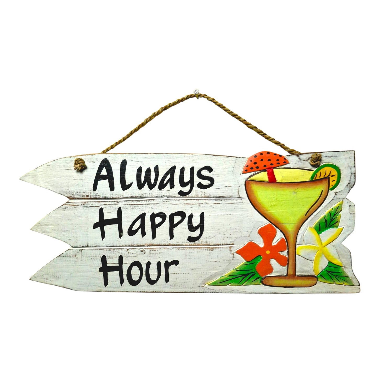 Cartello forma di freccia Happy Hour bar in legno