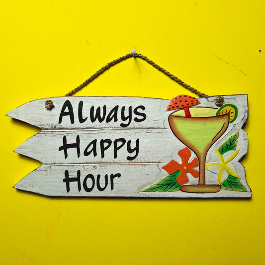 Cartello forma di freccia Happy Hour bar in legno