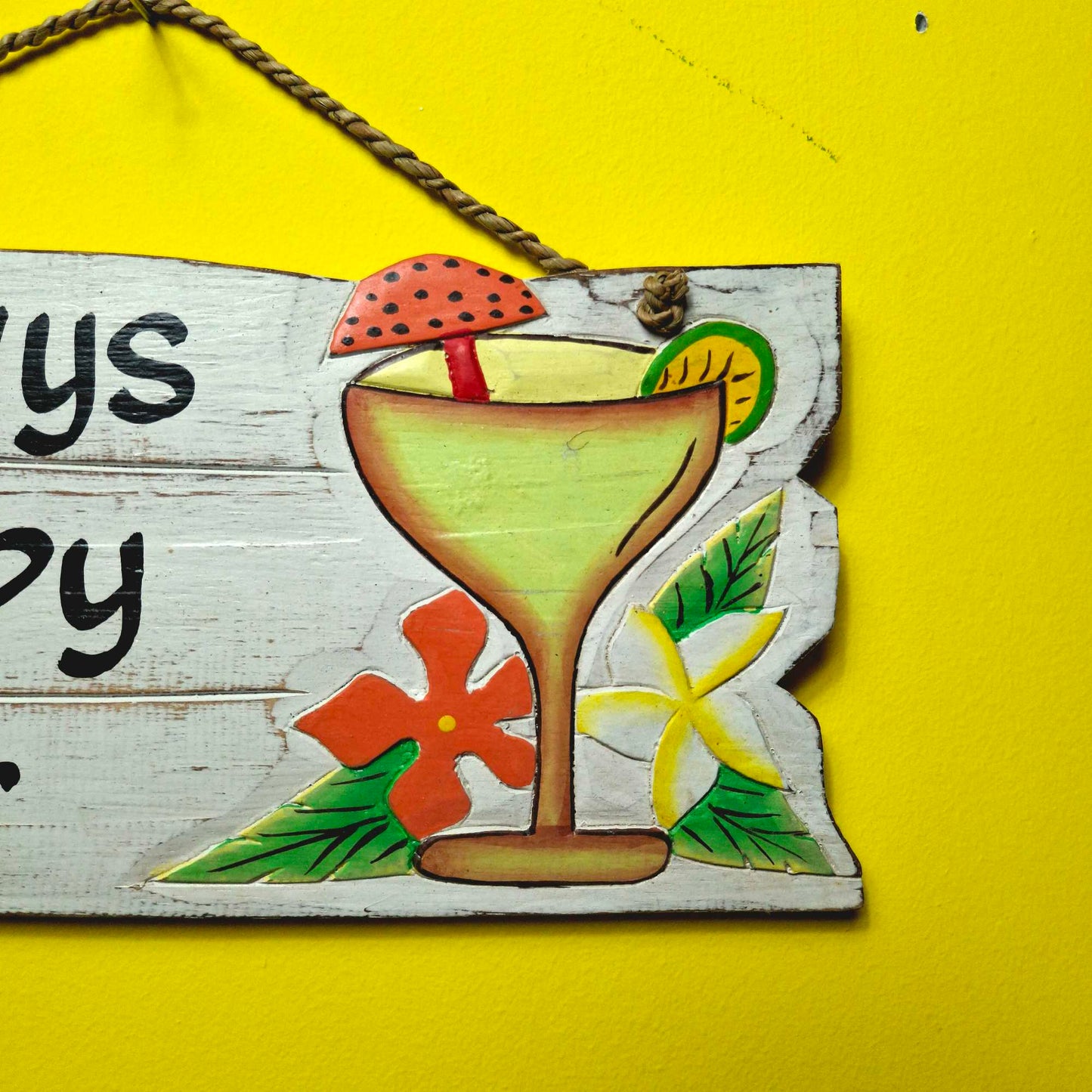 Cartello forma di freccia Happy Hour bar in legno